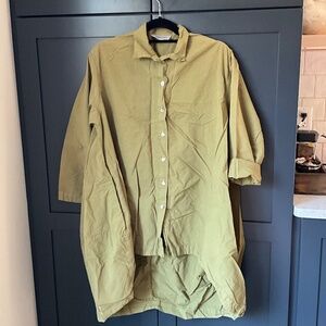 ELEVEN STICH Army Green, Size S, hi-lo shirt dress
